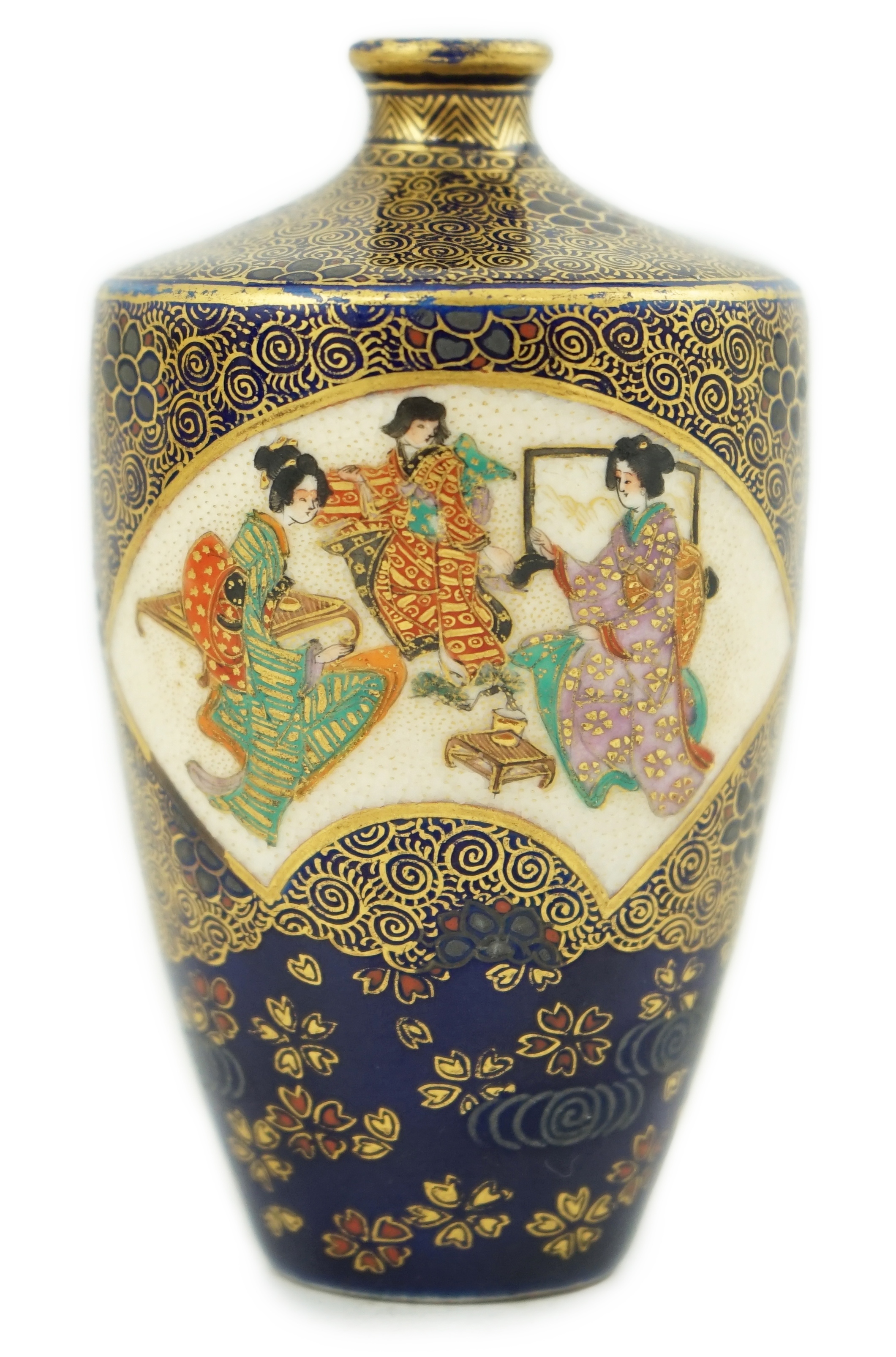 A Japanese Satsuma miniature vase, by Kinkozan, Meiji period